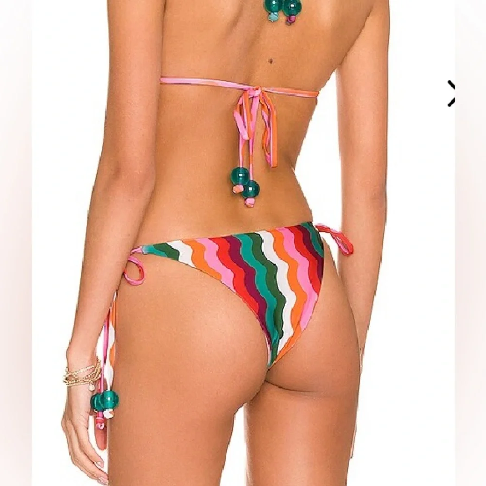 Beach Riot 70’s Retro Multicolor Wavey Tie Bikini Bottom Size XL